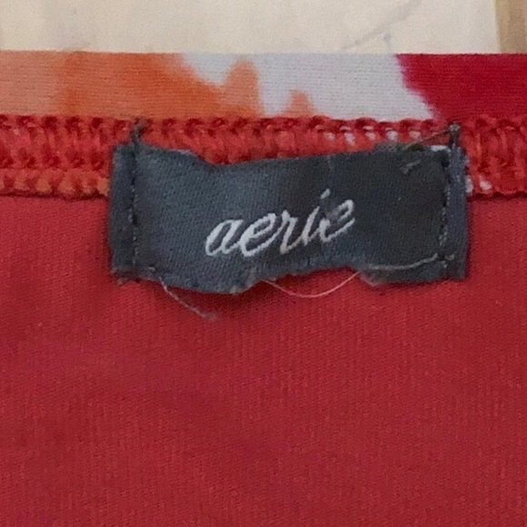 AERIE Bikini Bottom in deep coral, Orange and white Ikat pattern - Size Small - Picture 2 of 5